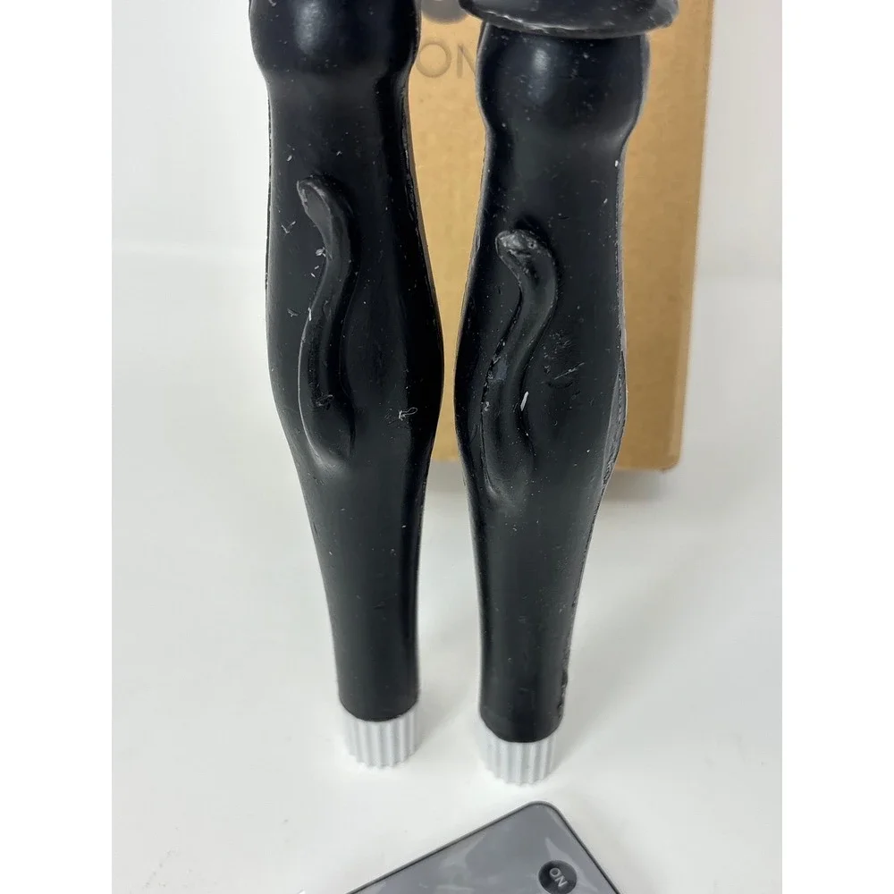 Wondrous LED Wax Black Cat Flameless Taper Candles Set of 2 with Remote‎ Timer